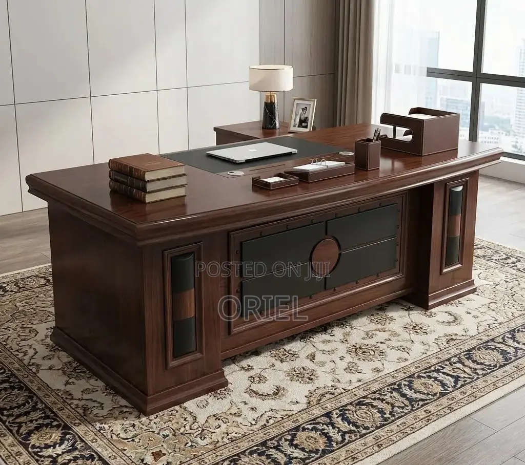 Office Desk : 1.5m Mahogany Finish Office Desk