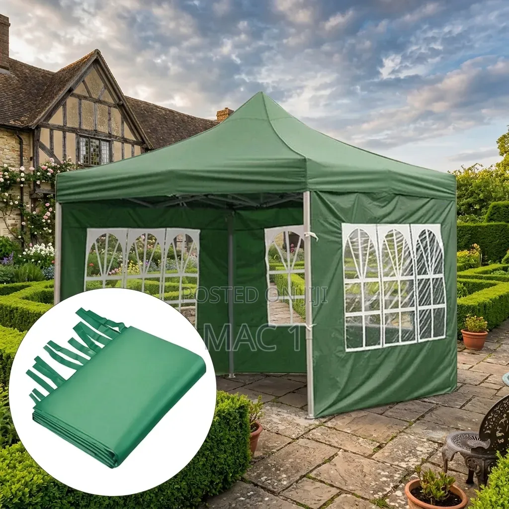 Heavy Duty Waterproof Gazebo Tent With Windows Side Walls - Green