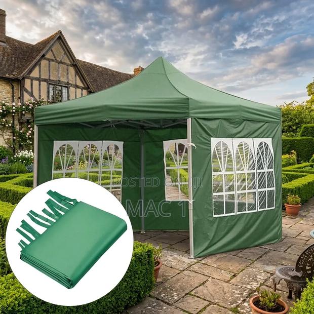 Heavy Duty Waterproof Gazebo Tent With Windows Side Walls - Green - main view
