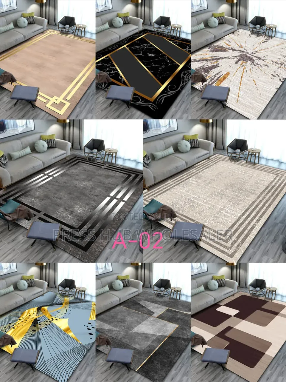 Modern 3d Living Room Carpets – Luxury Geometric Abstract Rugs