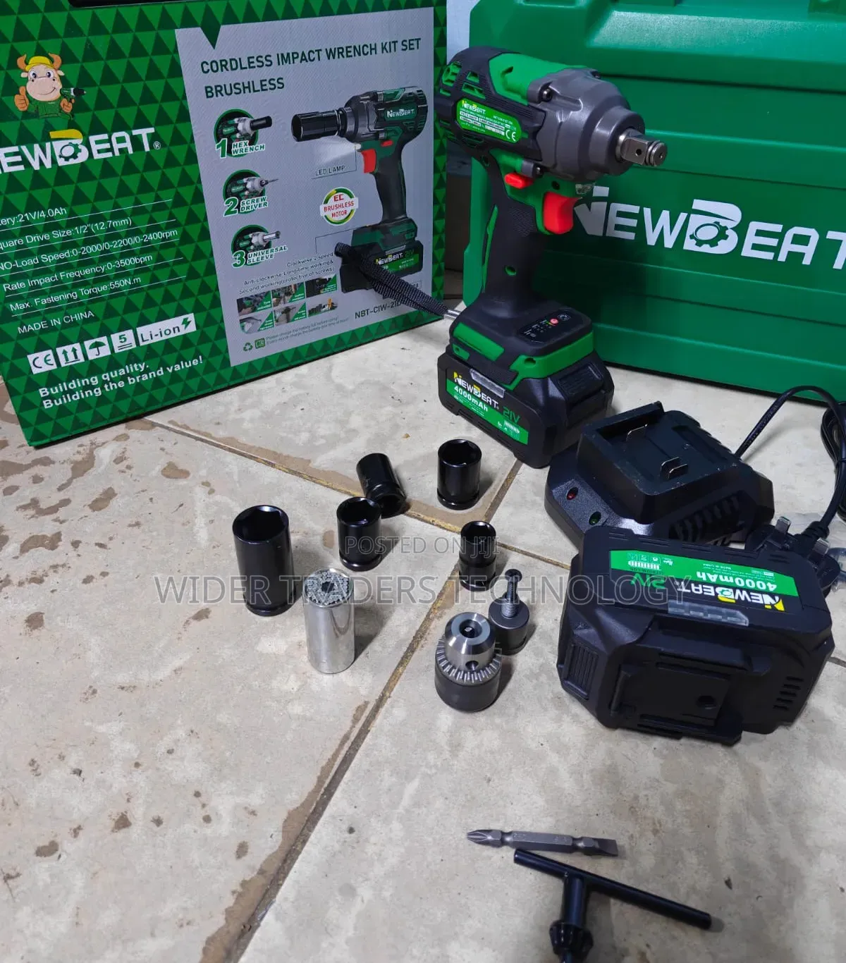 Newbeat Cordless Brushless Impact Wrench Comes With √2pc 21v