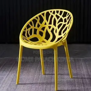 Plastic Chair: Vein Textured Backrest Home Chair