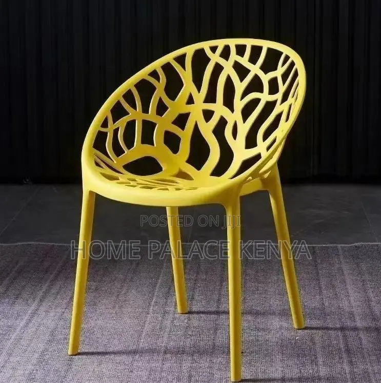 Plastic Chair: Vein Textured Backrest Home Chair