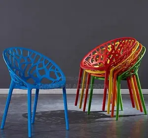 Plastic Chair: Vein Textured Backrest Home Chair