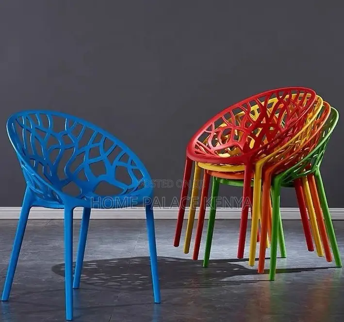Plastic Chair: Vein Textured Backrest Home Chair