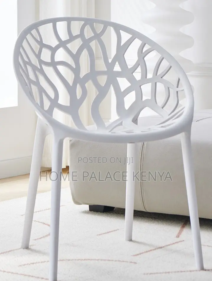 Plastic Chair: Vein Textured Backrest Home Chair