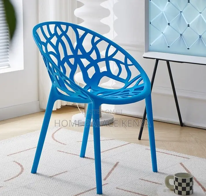 Plastic Chair: Vein Textured Backrest Home Chair
