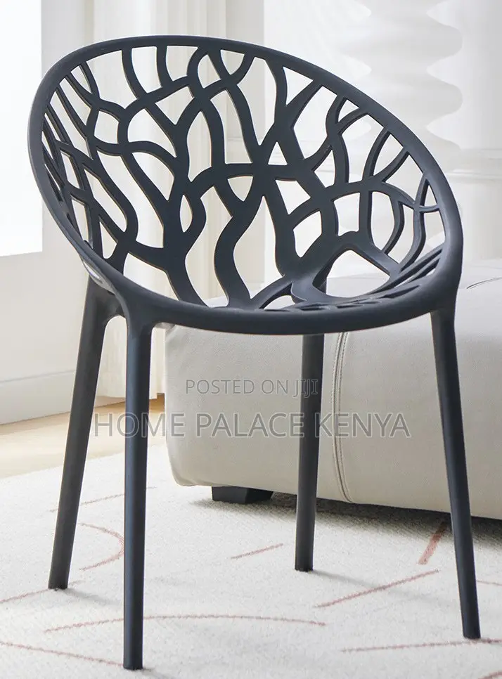 Plastic Chair: Vein Textured Backrest Home Chair