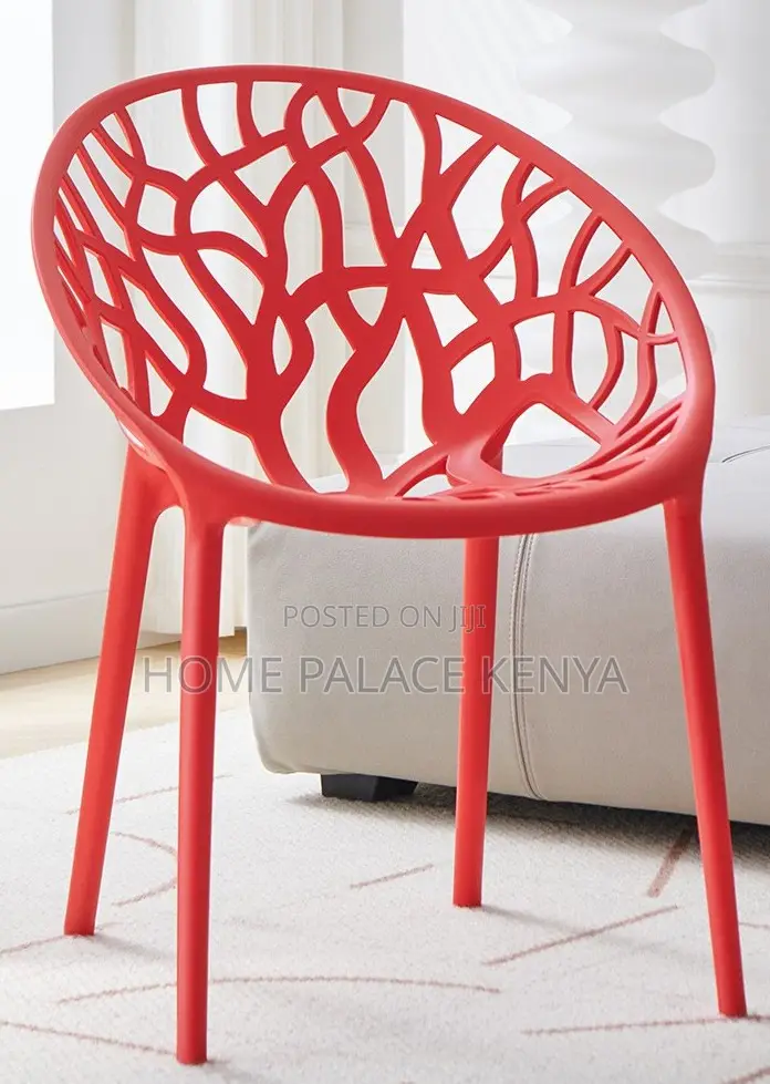 Plastic Chair: Vein Textured Backrest Home Chair