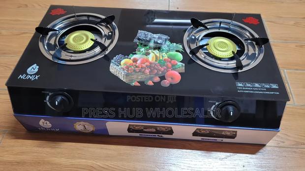 Nunix 2-Burner Glass Top Gas Cooker Auto-Ignition