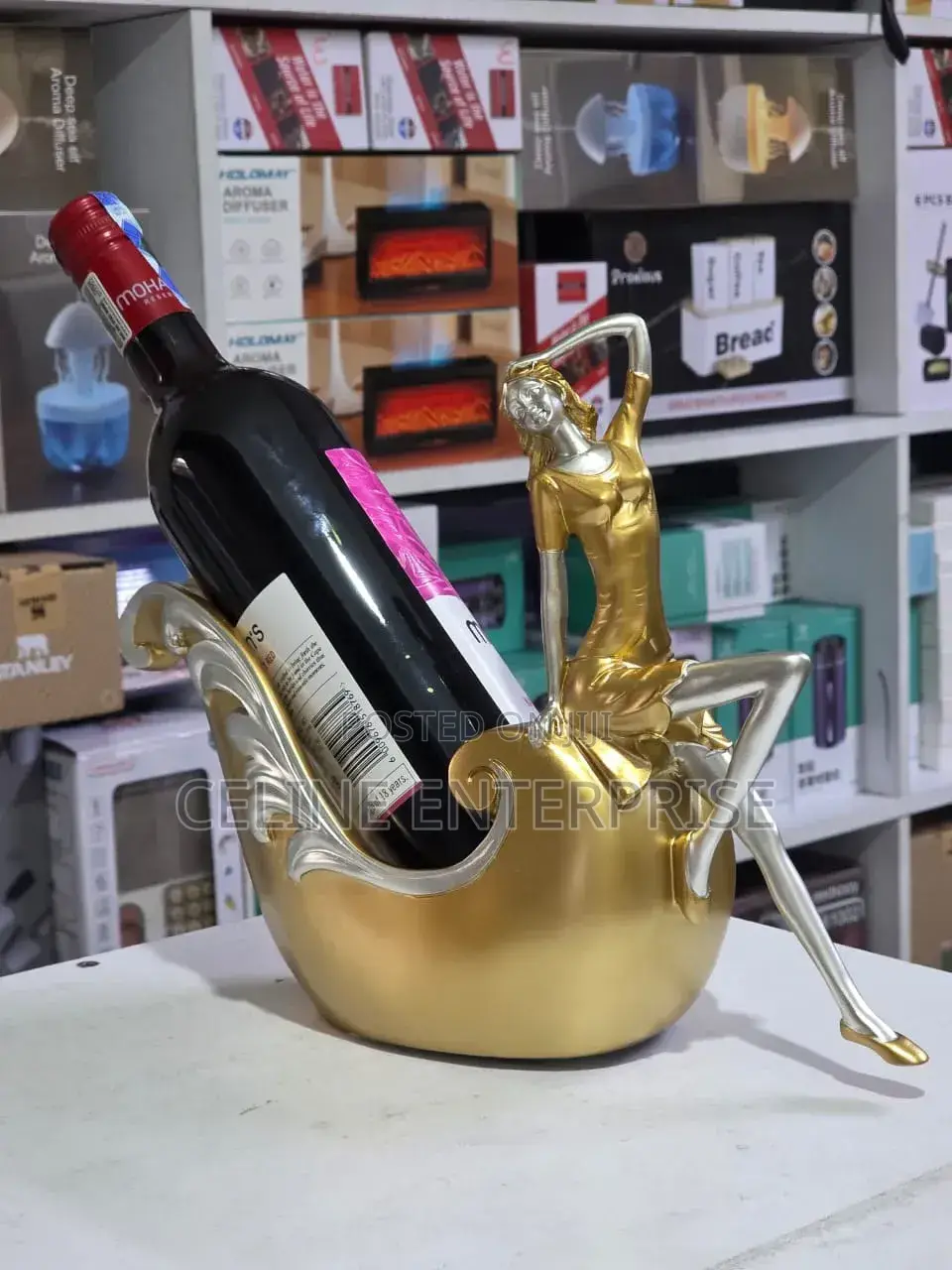 Gold Statue Wine Holder