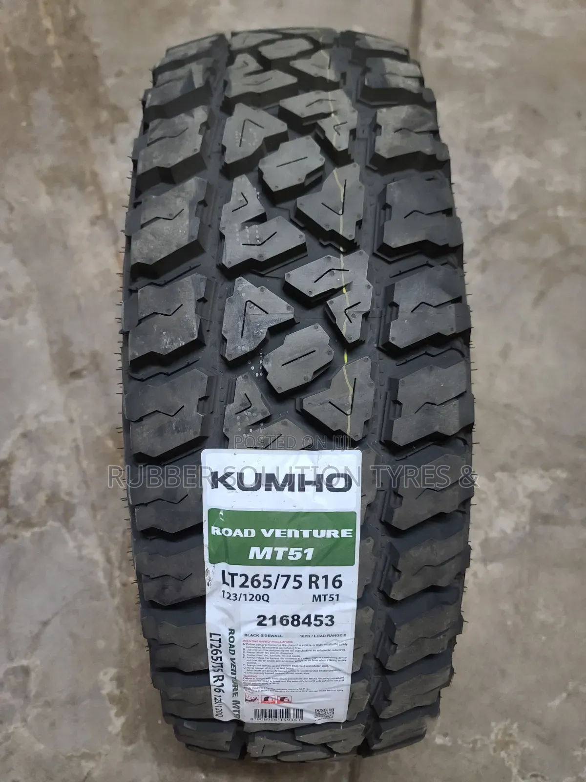 265 /75 R16 Kumho Tyres Road Venture M/T51