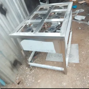 Locally Fabricated Stainless Steel 6-Burner Commercial Gas Cooker.