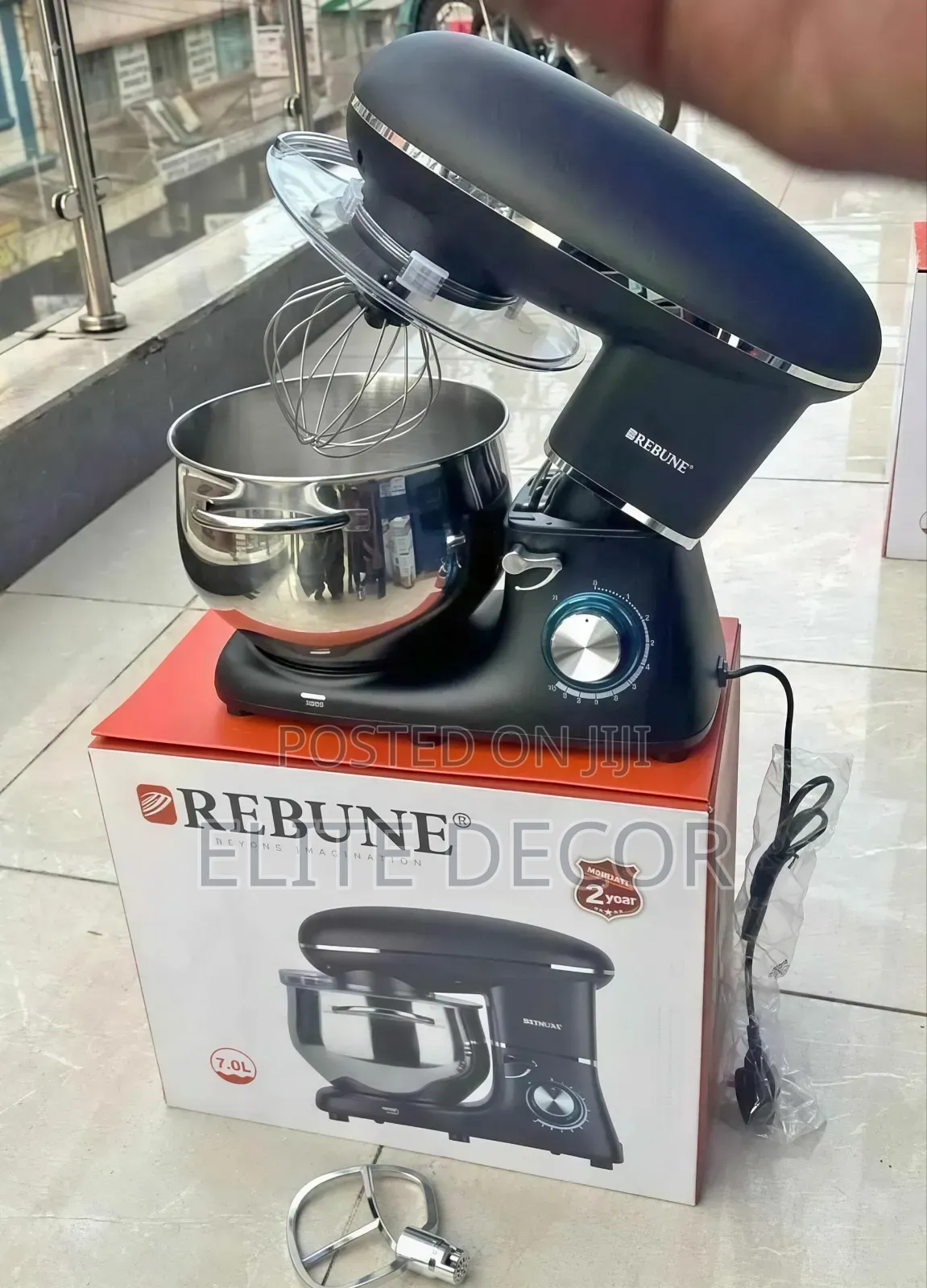 Rebune 7l Stand Mixer | Heavy Duty Dough Mixer | Stainless Steel Bowl