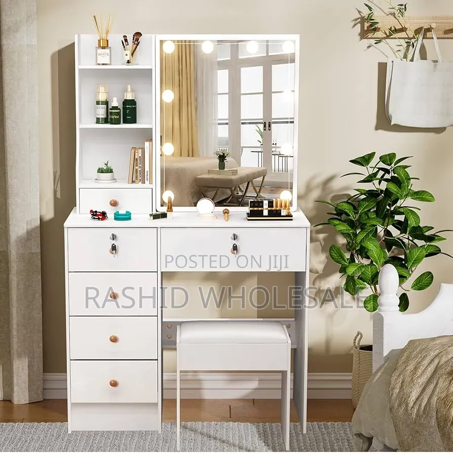 Dressing Table White With Sliding Mirror