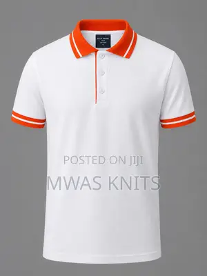 White Collar Orange Polo T Shirt Fashion