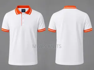 White Collar Orange Polo T Shirt Fashion