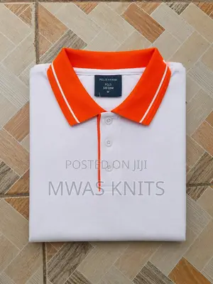 White Collar Orange Polo T Shirt Fashion