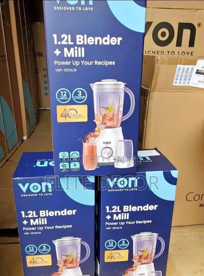 Von 2-in-1 Blender 1.2l With Grinder | Durable Kitchen Blender |