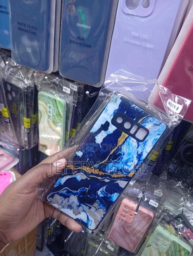 S G Note 8 Case With a Luxurious Blue, Gold, and White Marble Design - thumbnail 2