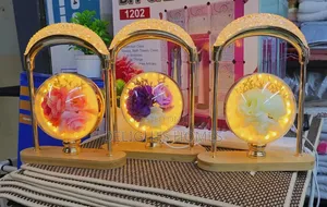 Led Flower Globe Lamp With Wooden Base_sk