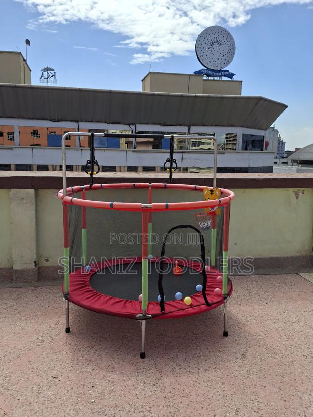 Safe Kids Trampoline With Net Enclosure for Home Play - main view