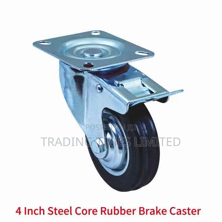 Rubber Castor Wheel 4' With Brake