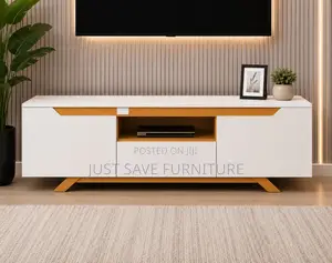 5ft Modern White Tv Stand | Entertainment Unit With Storage Cabinet
