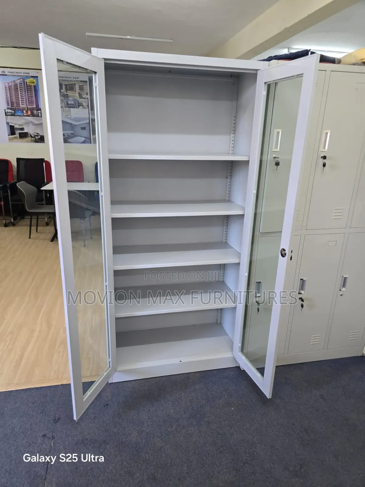 5shelves Filling Cabinet Full Glass