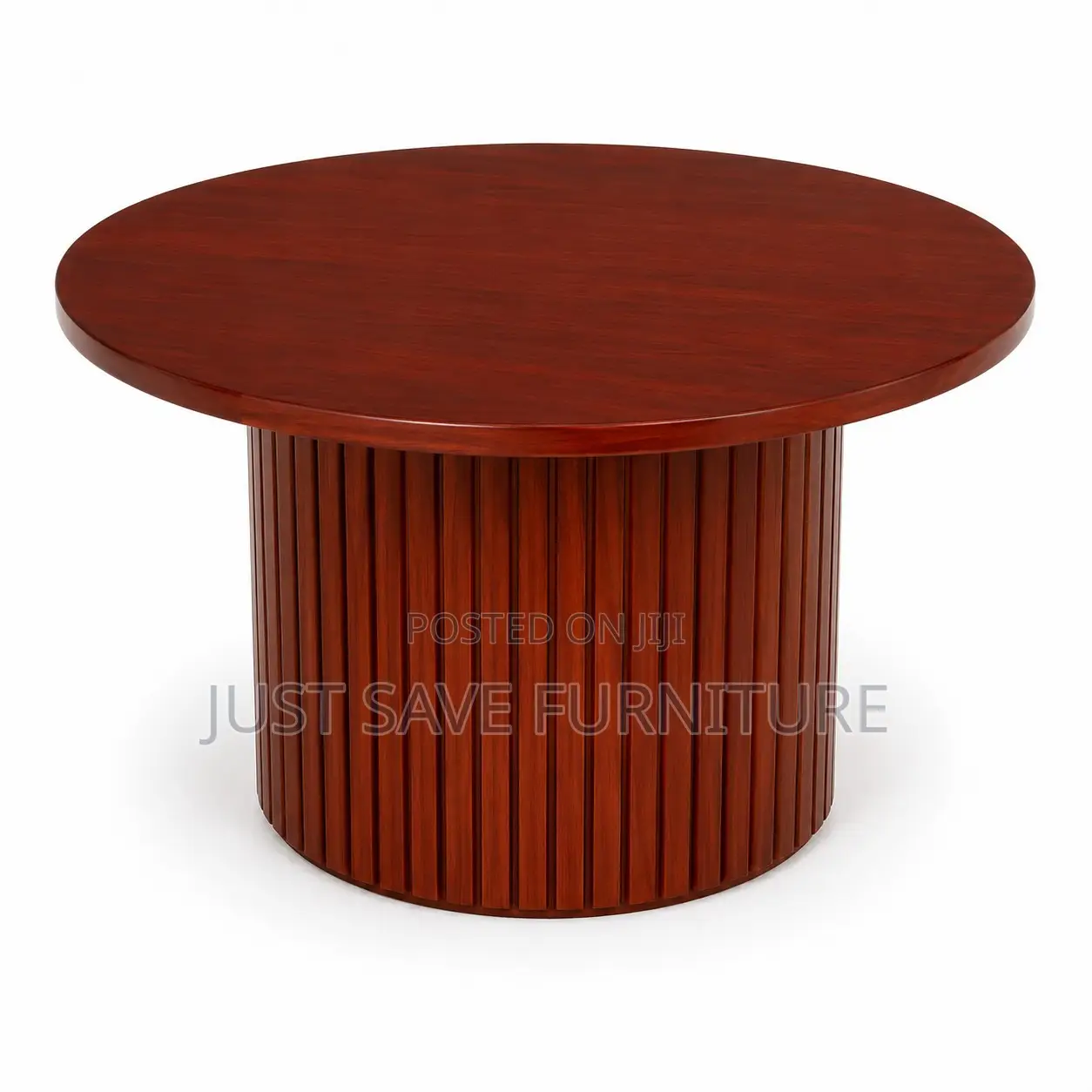 Modern Round Coffee Table | Wooden Fluted Center Table