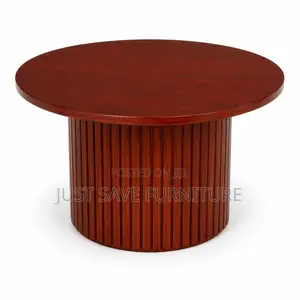 Modern Round Coffee Table | Wooden Fluted Center Table