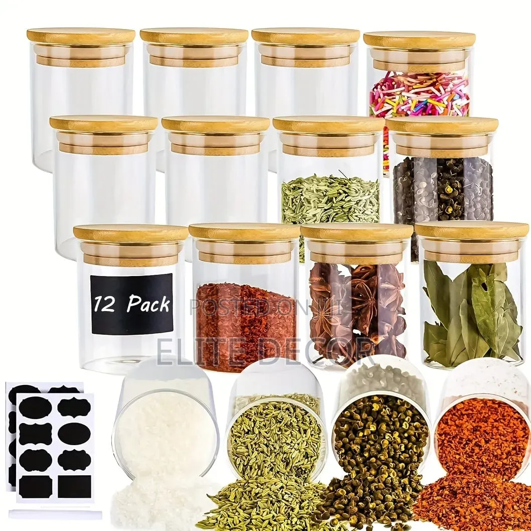 12-Piece 200ml Glass Storage Container Set With Airtight Bamboo Lids