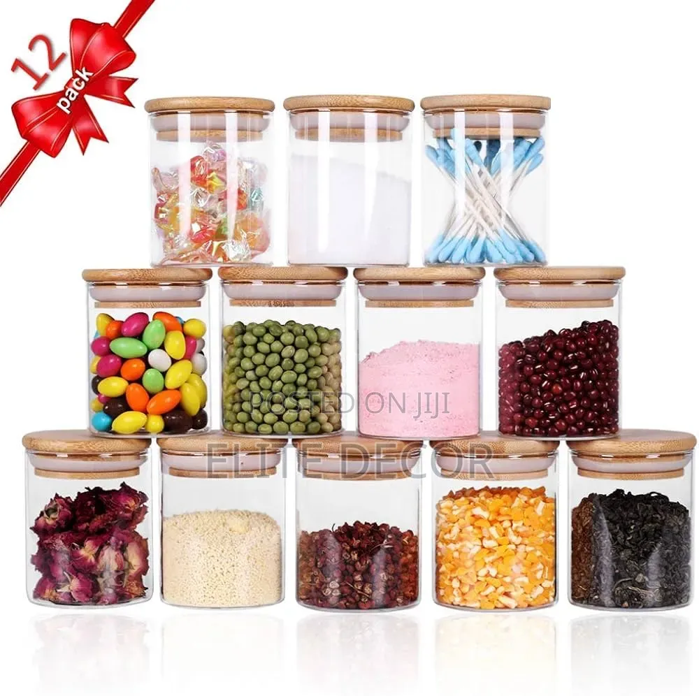 12-Piece 200ml Glass Storage Container Set With Airtight Bamboo Lids