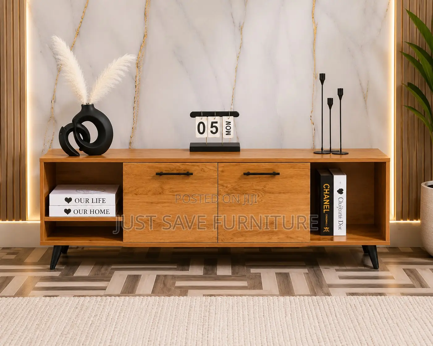 Modern Wooden Tv Stand | 5ft Entertainment Unit With Storage Cabinets