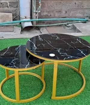 Black Marble Nesting Coffee Table With Glass Effect Finish
