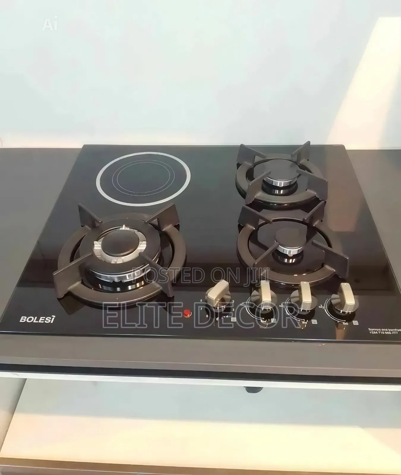 Bolesi Hob 3 Gas Burners +1 Infrared Electric With Gas Sensor