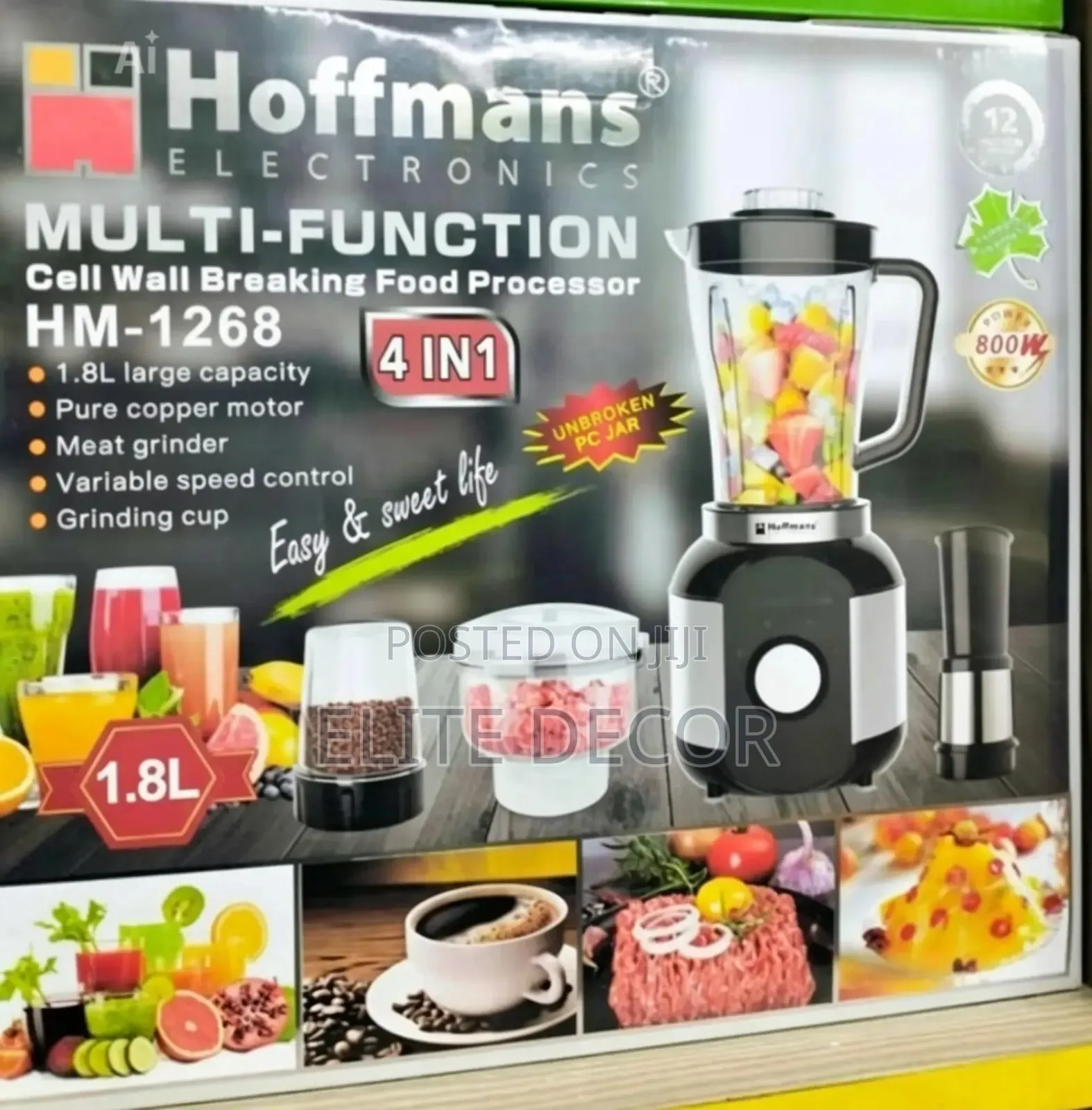 Hoffman 4in1 Multifunctional Wall Breaking Food Processor 800watt