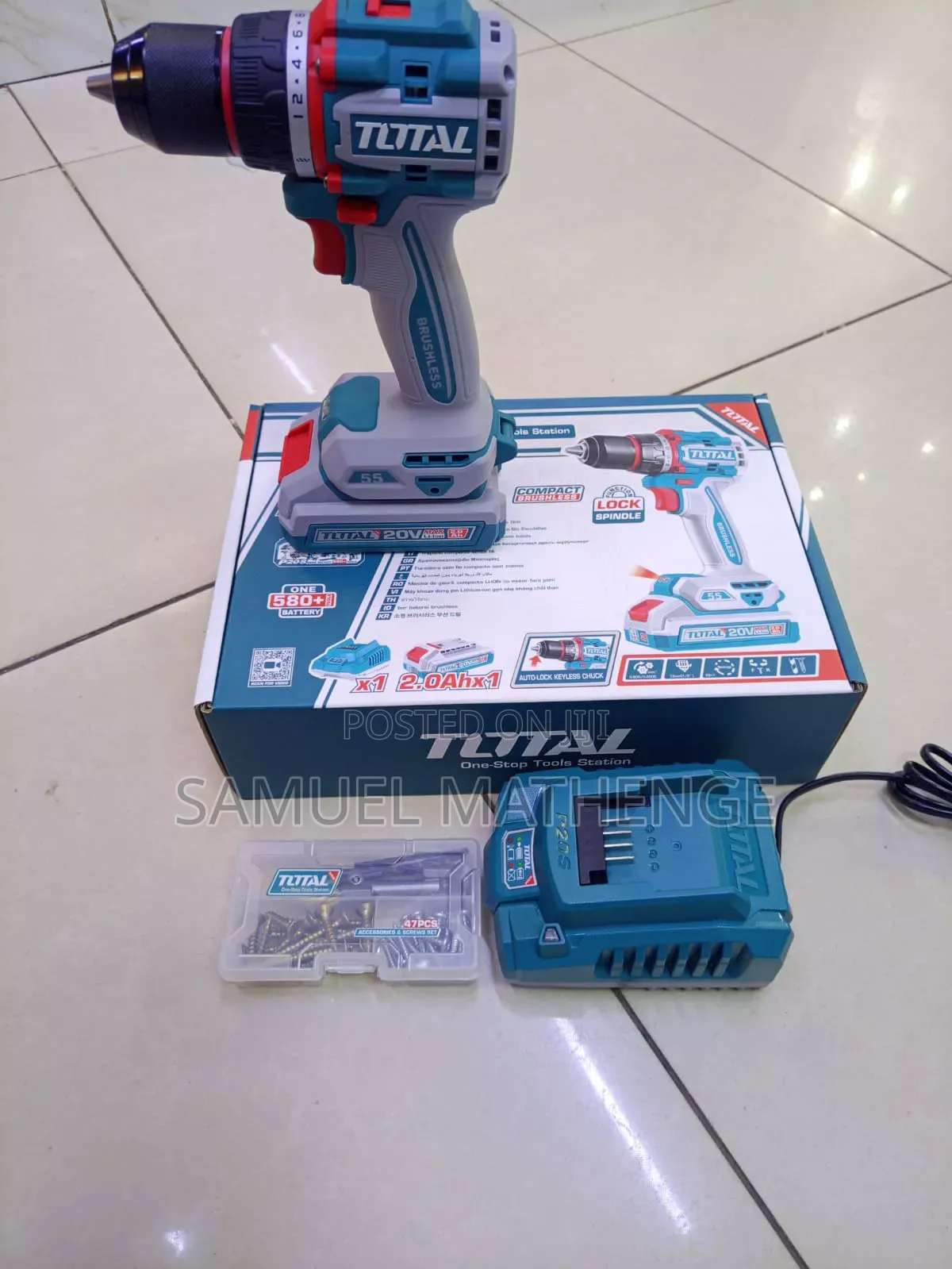 Power Drill With 2.0ah Battery, Fast Charger 47-Piece Screw Set
