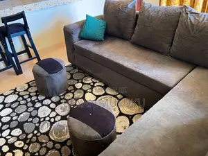 Modern L-Shaped Sofa Set With Carpet Counter Chairs – KSH 35,000