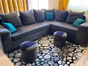 Modern L-Shaped Sofa Set With Carpet Counter Chairs – KSH 35,000