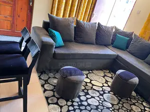 Modern L-Shaped Sofa Set With Carpet Counter Chairs – KSH 35,000