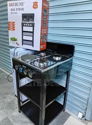 Rebune 3gas +1 Electric Burner Standing Gas Stove With Shelves