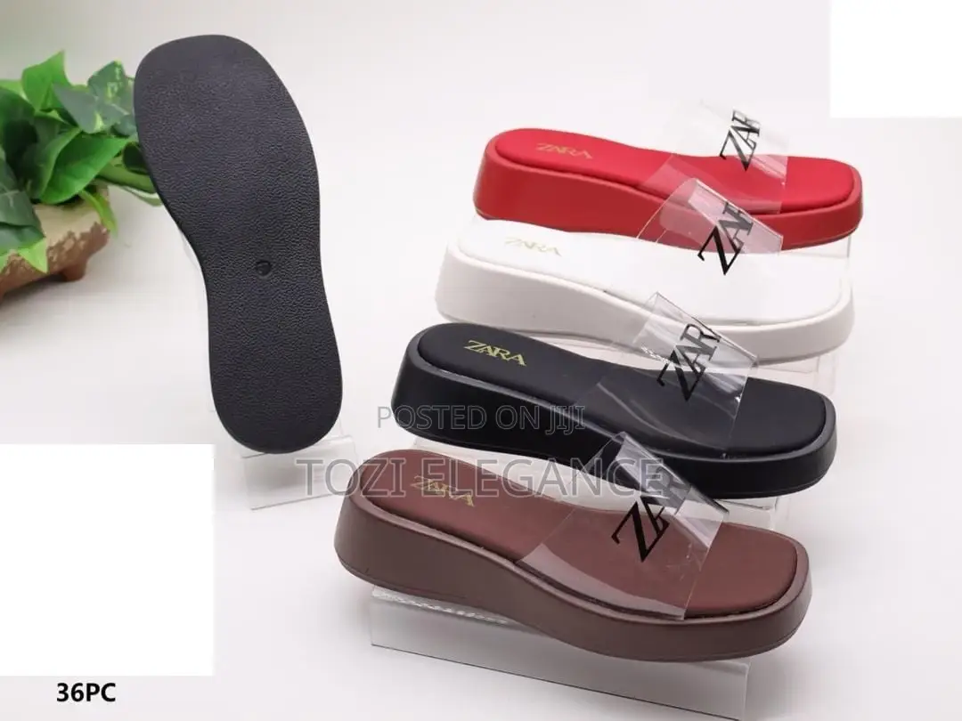 Zara Women's Platform Clear Strap Slides