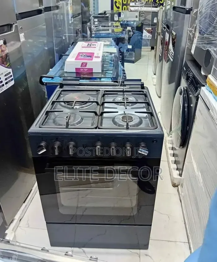 BJS Elite 60×60 Black Standing Cooker (3 Gas + 1 Electric)