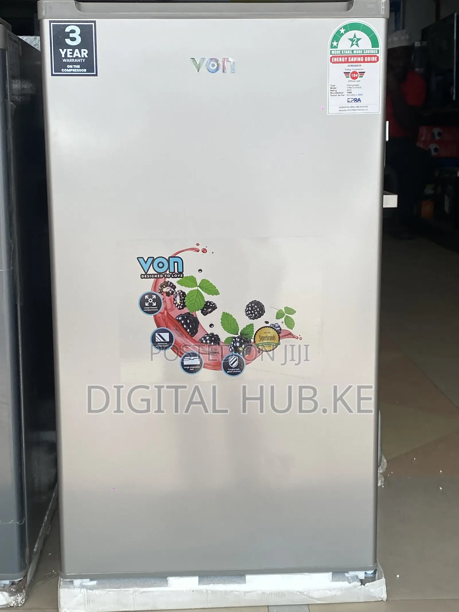 Von 90-Liter Single Door Mini Fridge