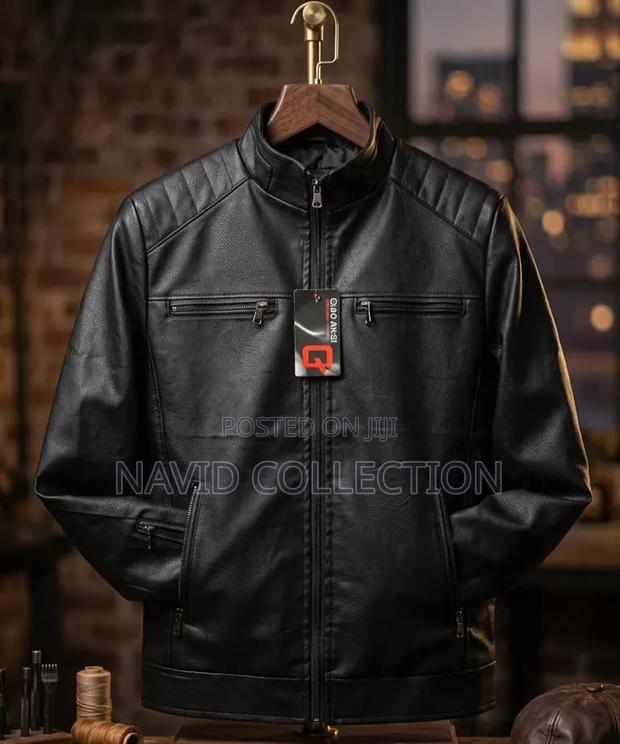 Warm Black Leather Jacket - thumbnail 2