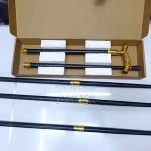 Black Occasion Walking Stick With Gold Handle