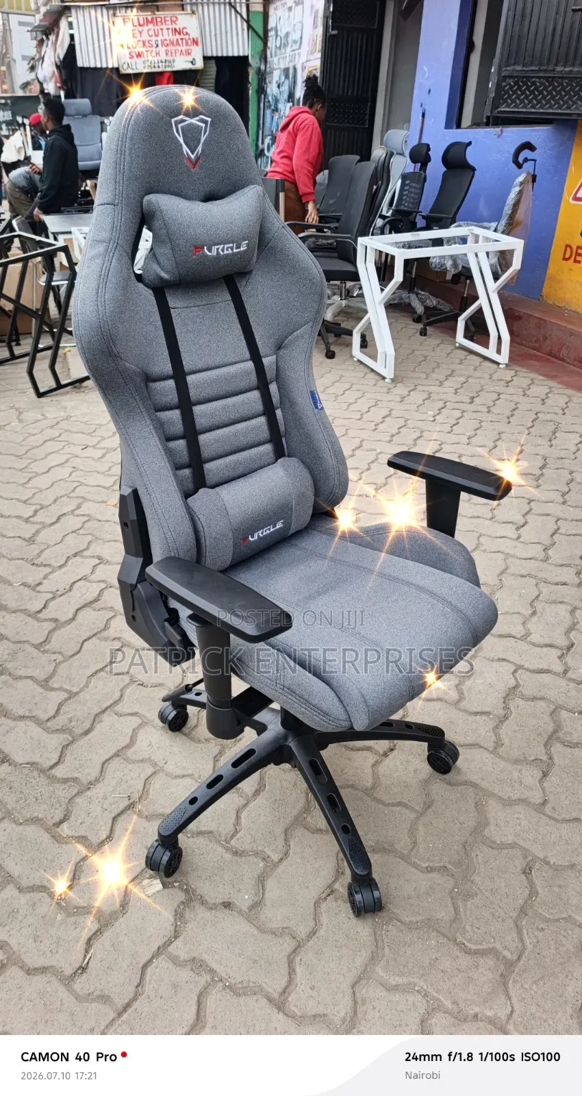 Gray Fabric Furgile Office/ Home Gaming Chair