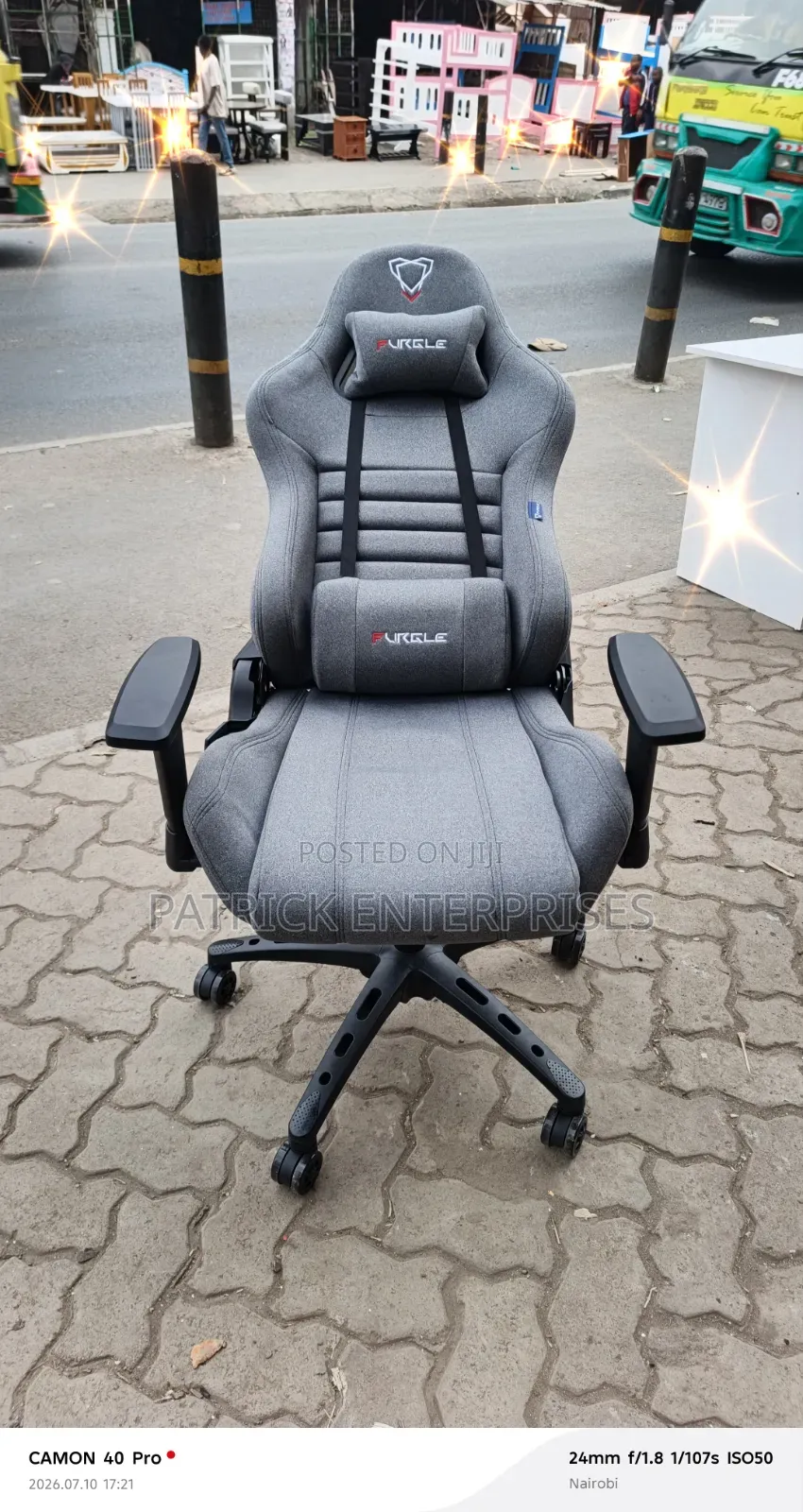 Gray Fabric Furgile Office/ Home Gaming Chair
