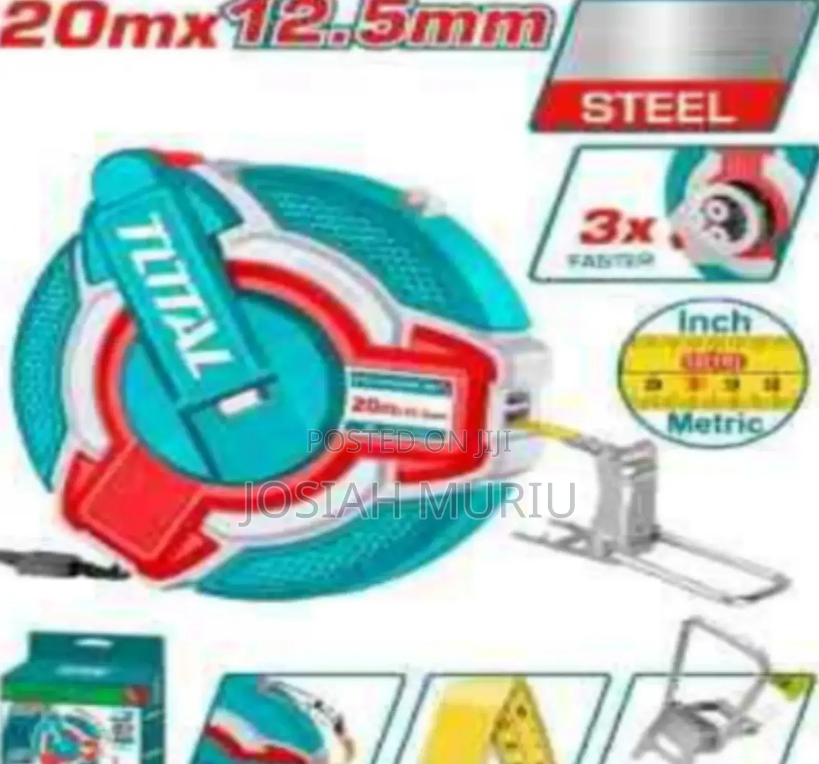 Total 20m 12.5mm Steel Measuring Tape